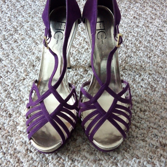 5" High heel purple sandles Size 9.5 - Picture 2 of 3